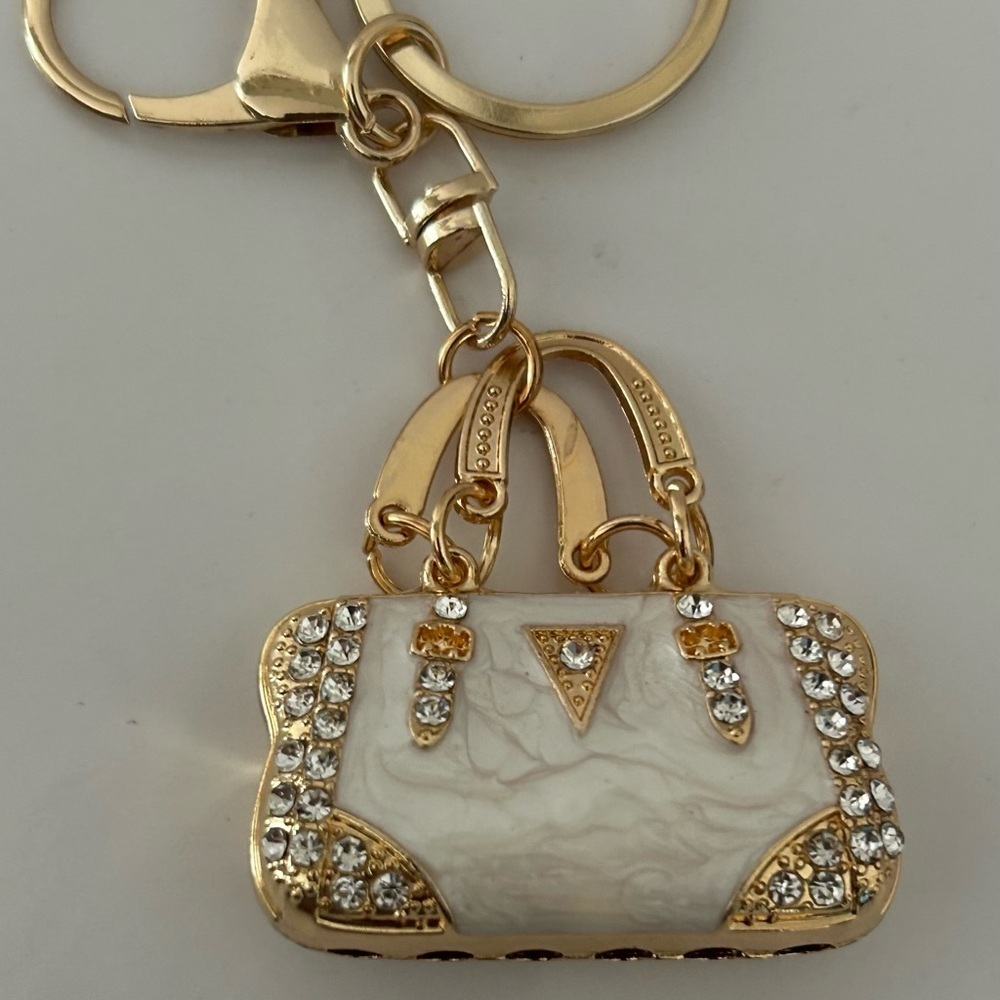 White Purse Bag Charm Keychain Handbag Charm - Picture 4 of 10
